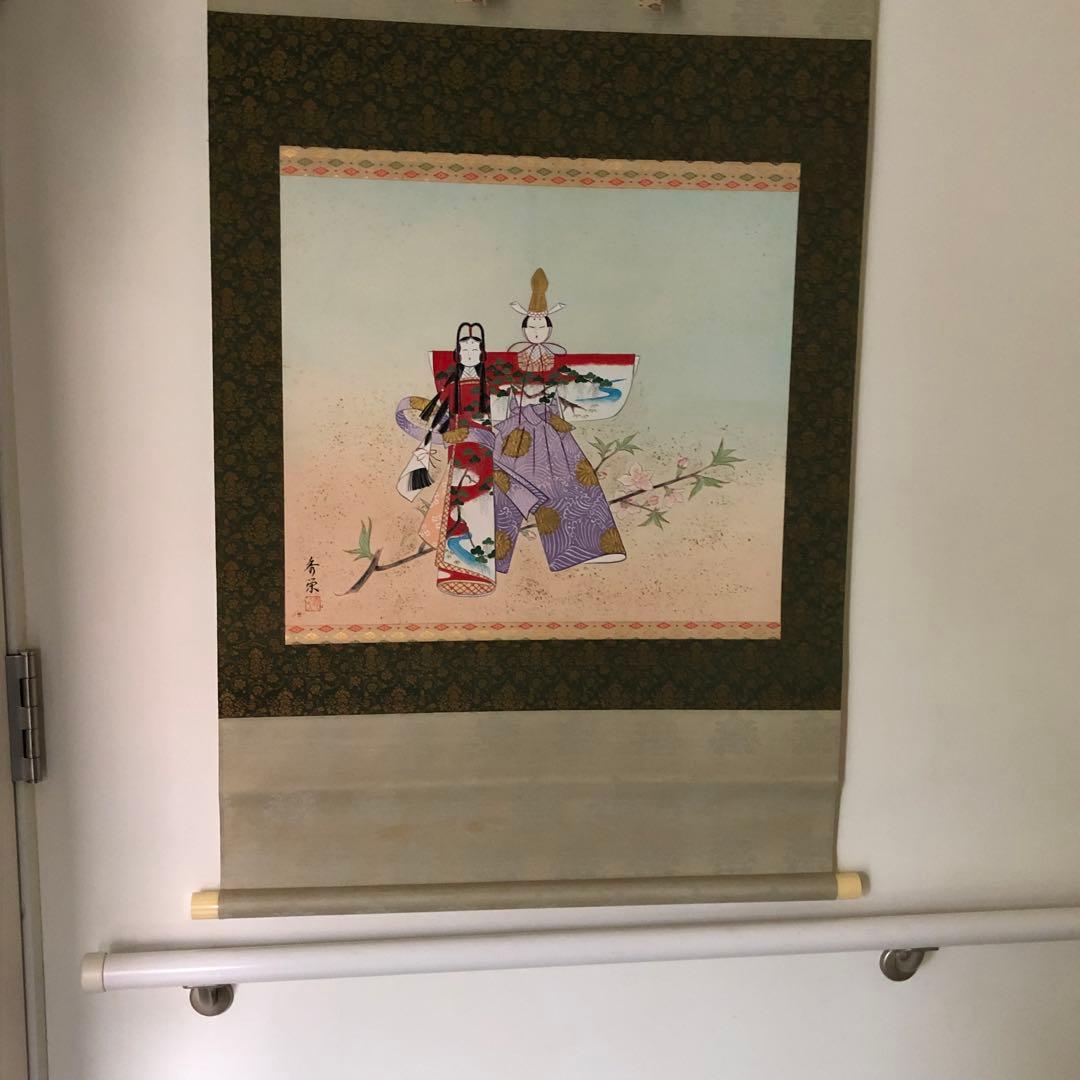 立ち雛　日本画　色紙絵　お雛様　あやめ