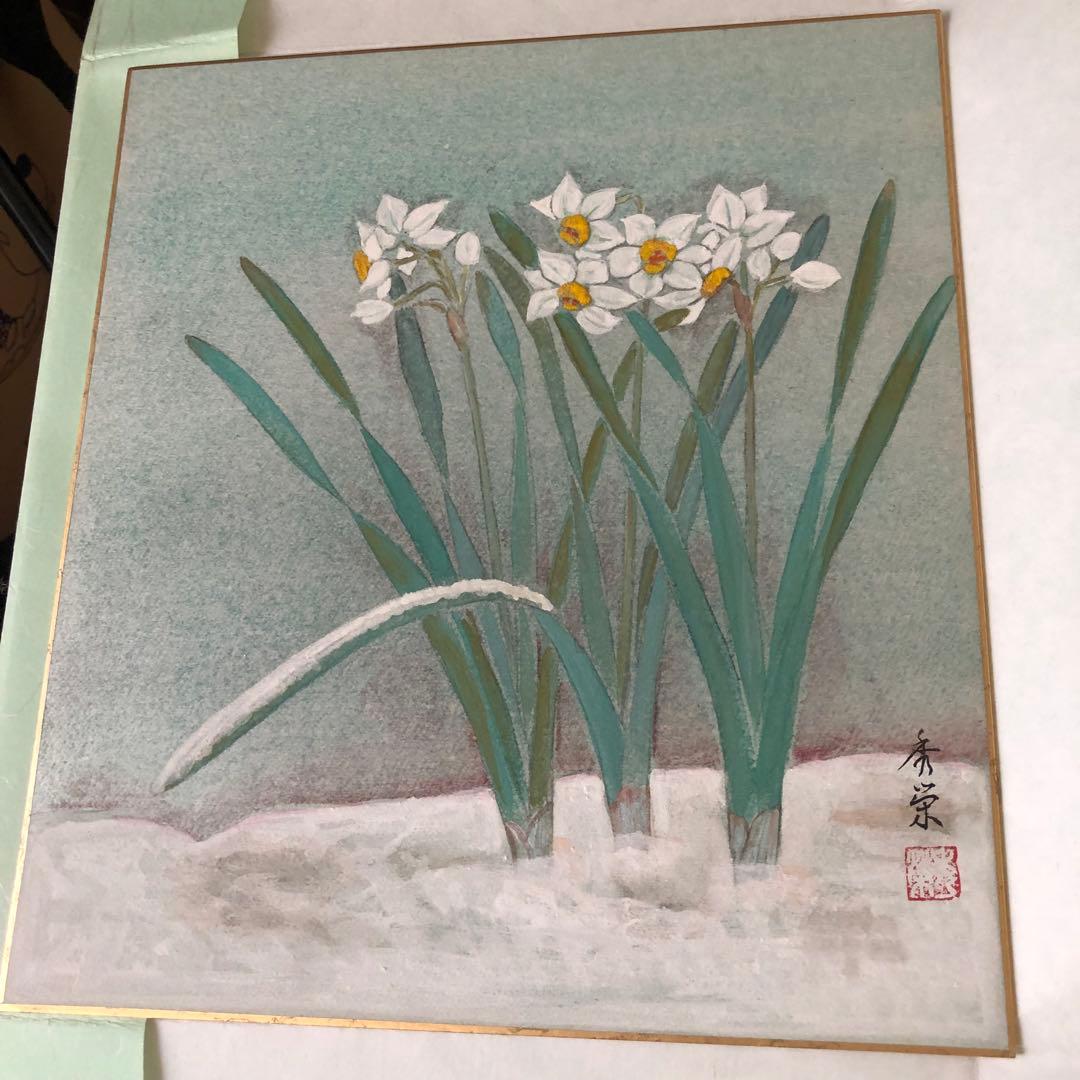 立ち雛　日本画　色紙絵　お雛様　あやめ