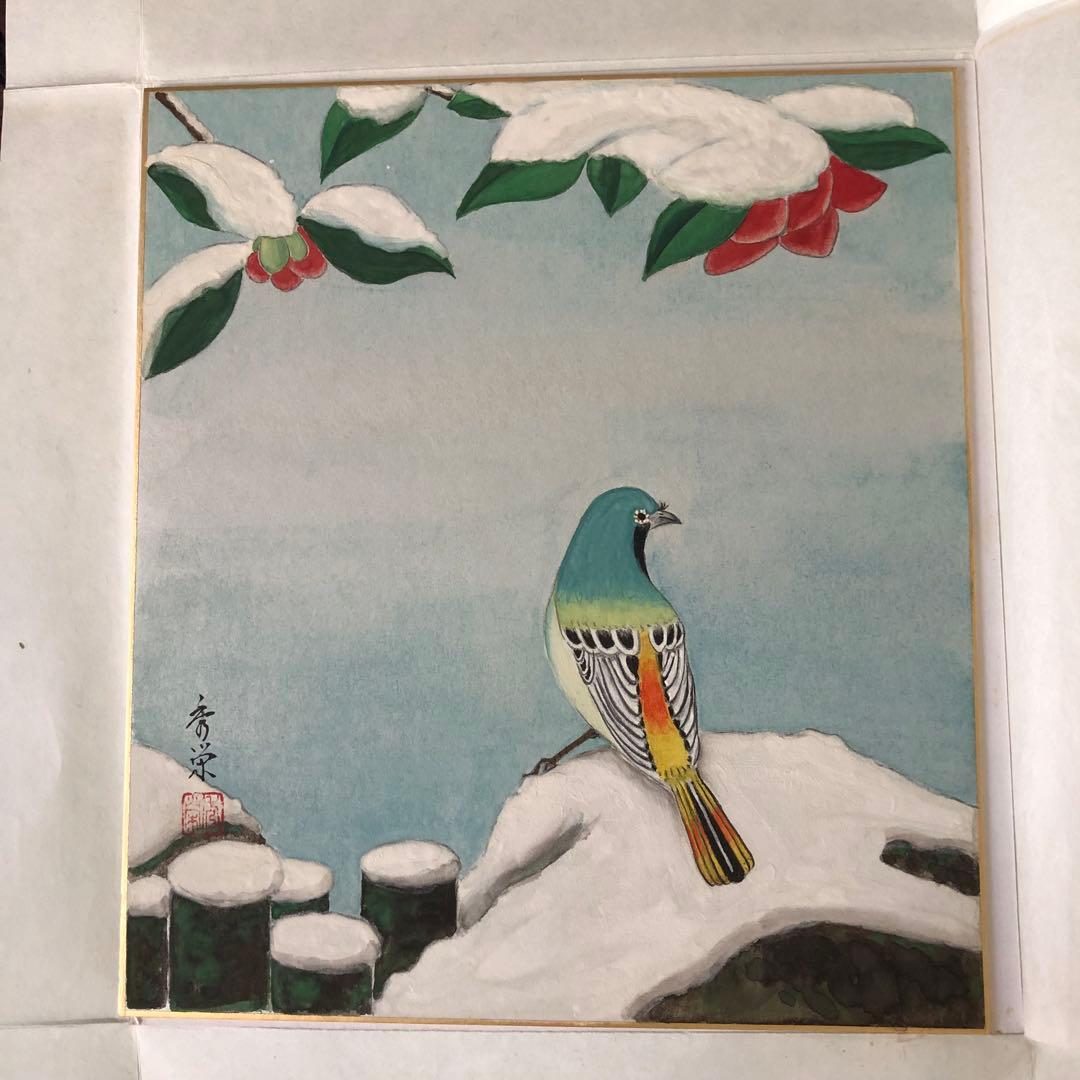 立ち雛　日本画　色紙絵　お雛様　あやめ