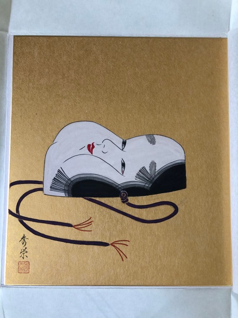 立ち雛　日本画　色紙絵　お雛様　あやめ