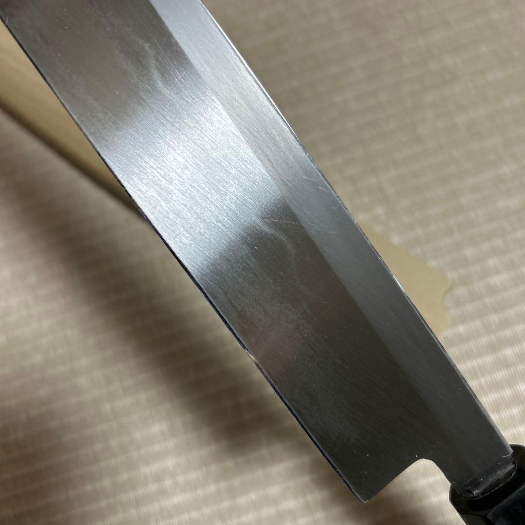 本焼　柳刃　包丁　和包丁　伯鳳研ぎ　水本焼　鏡面仕上げ　黒檀黒水牛銀巻八角柄