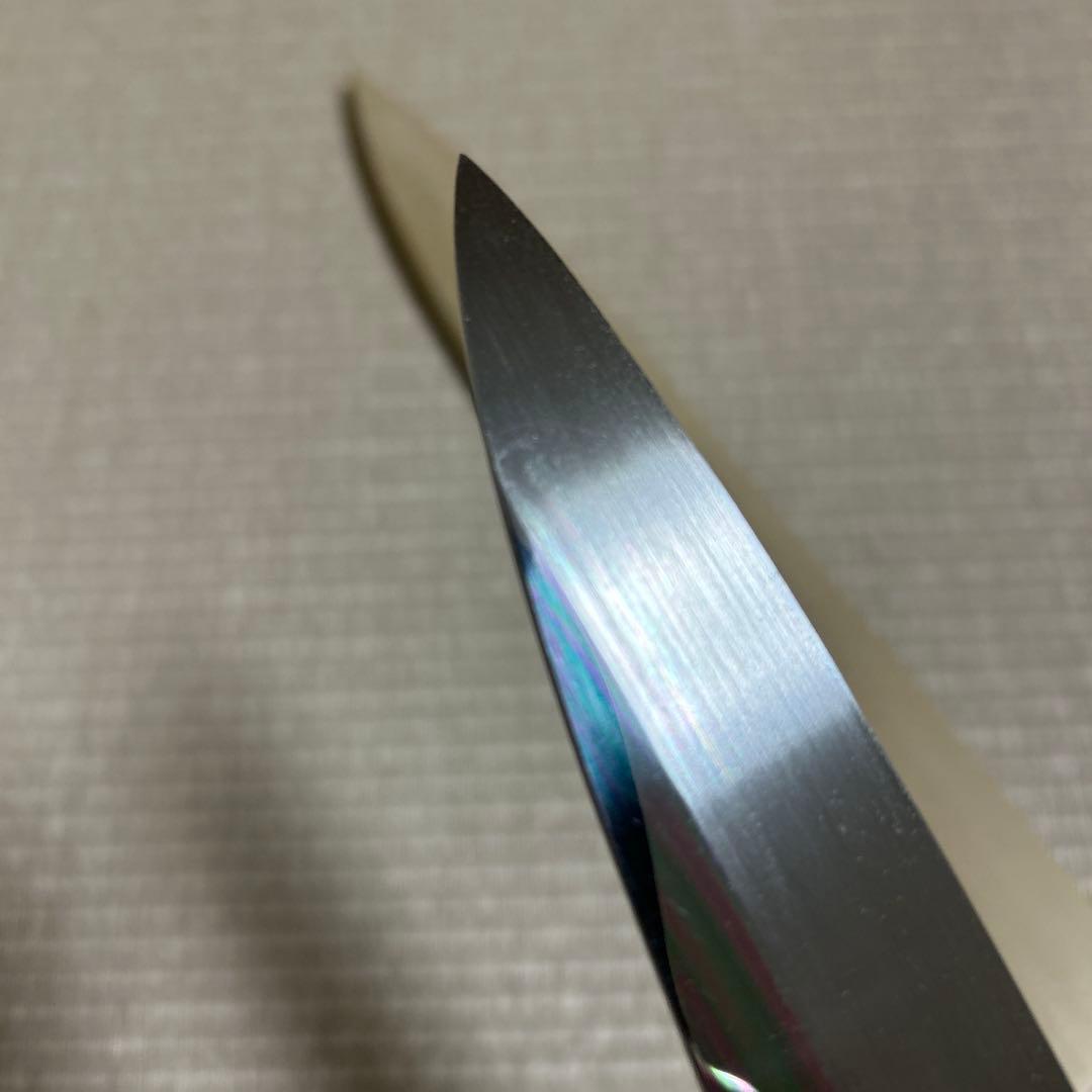 本焼　柳刃　包丁　和包丁　伯鳳研ぎ　水本焼　鏡面仕上げ　黒檀黒水牛銀巻八角柄