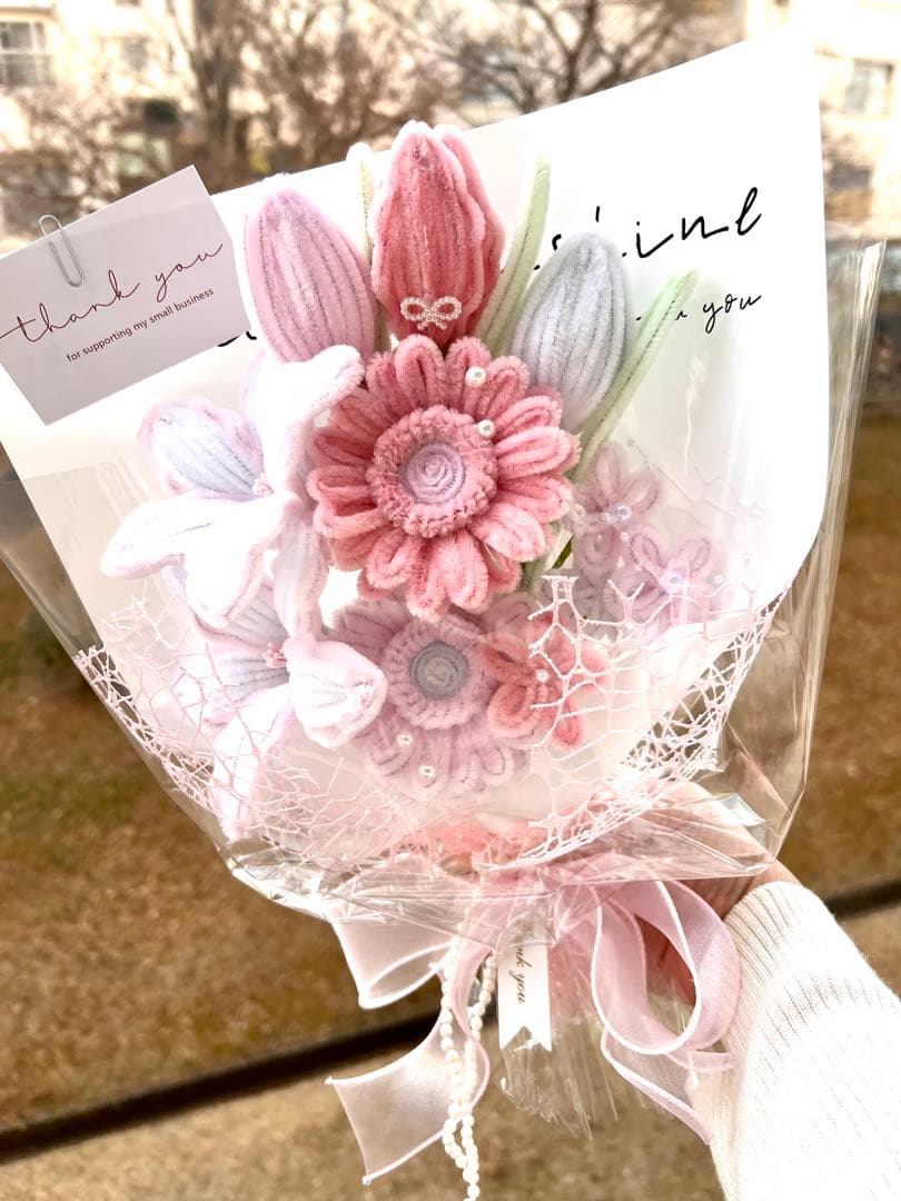 モールフラワー　みるきーブルーな花束 (๑• •๑)♡&ベビーピンクの花束