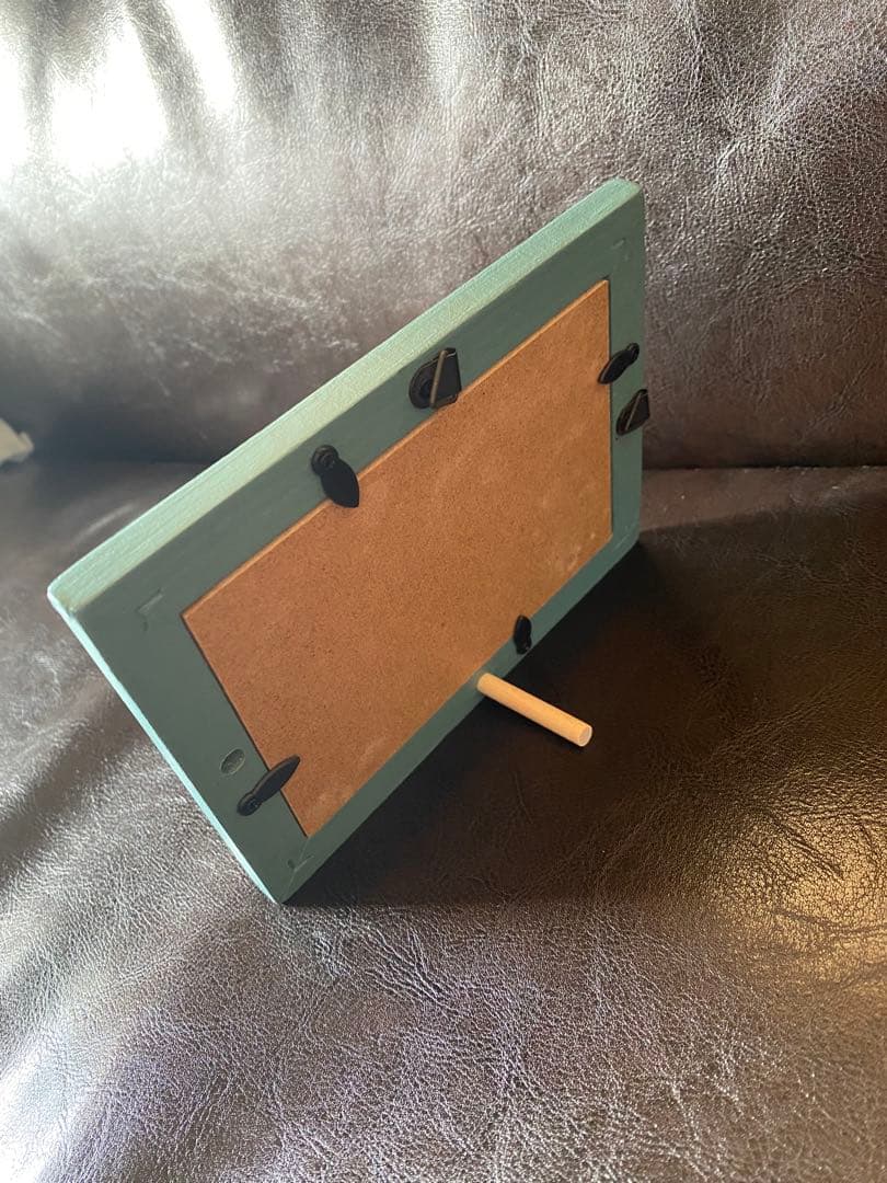 女性の線画アート 青緑フレーム(原画)