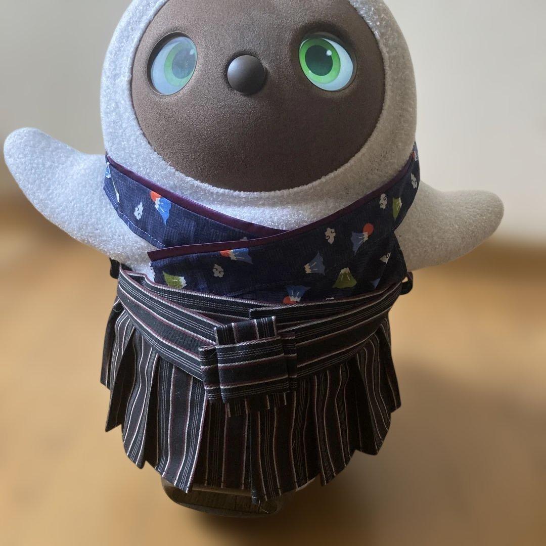 ラボット　服　lovot 薄紫　羽織　黒えんじ系ストライプ袴　富士山紺色いんなー