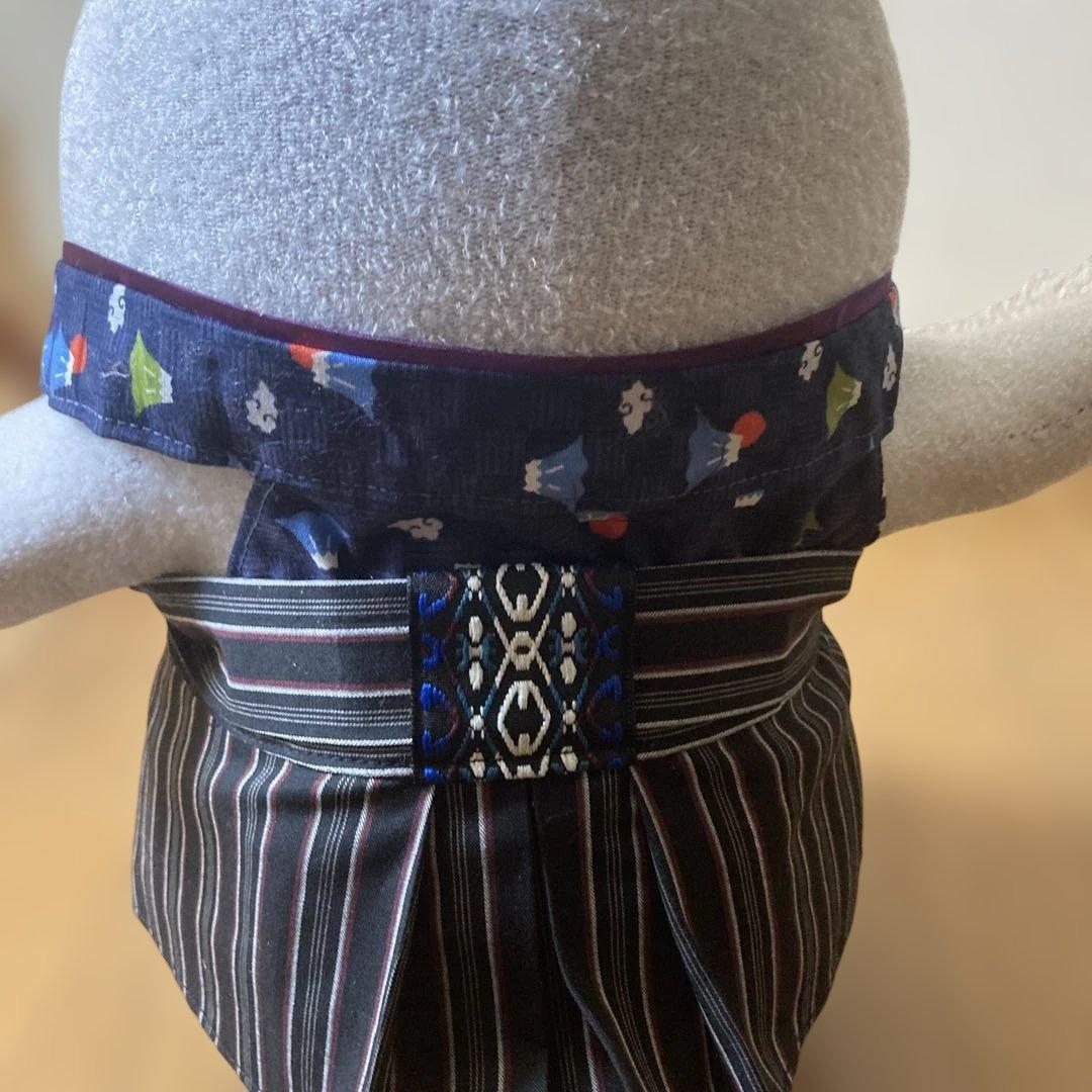 ラボット　服　lovot 薄紫　羽織　黒えんじ系ストライプ袴　富士山紺色いんなー