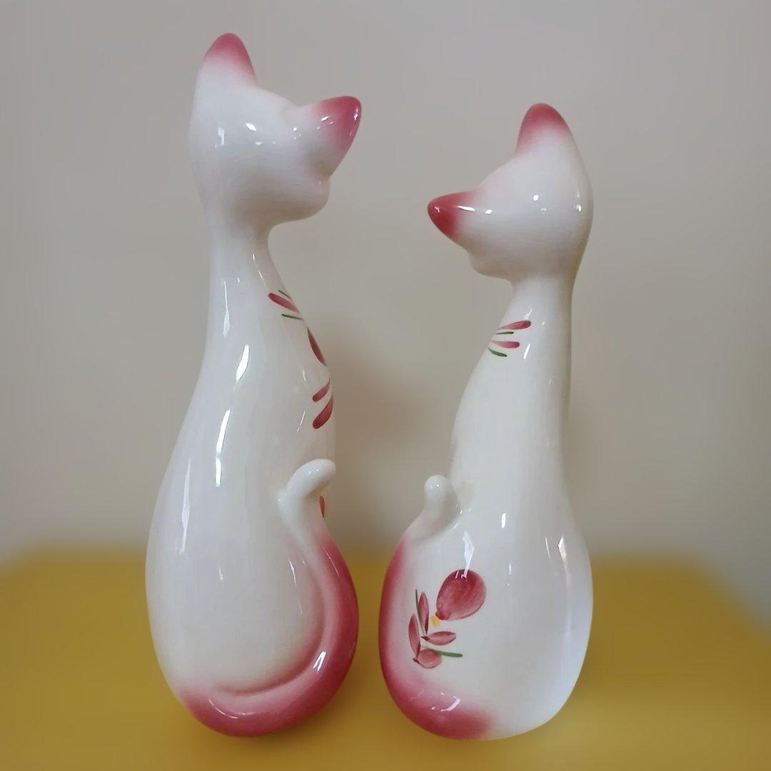 昭和レトロ　ネコ　陶器　置物　ベア　　2点セット品