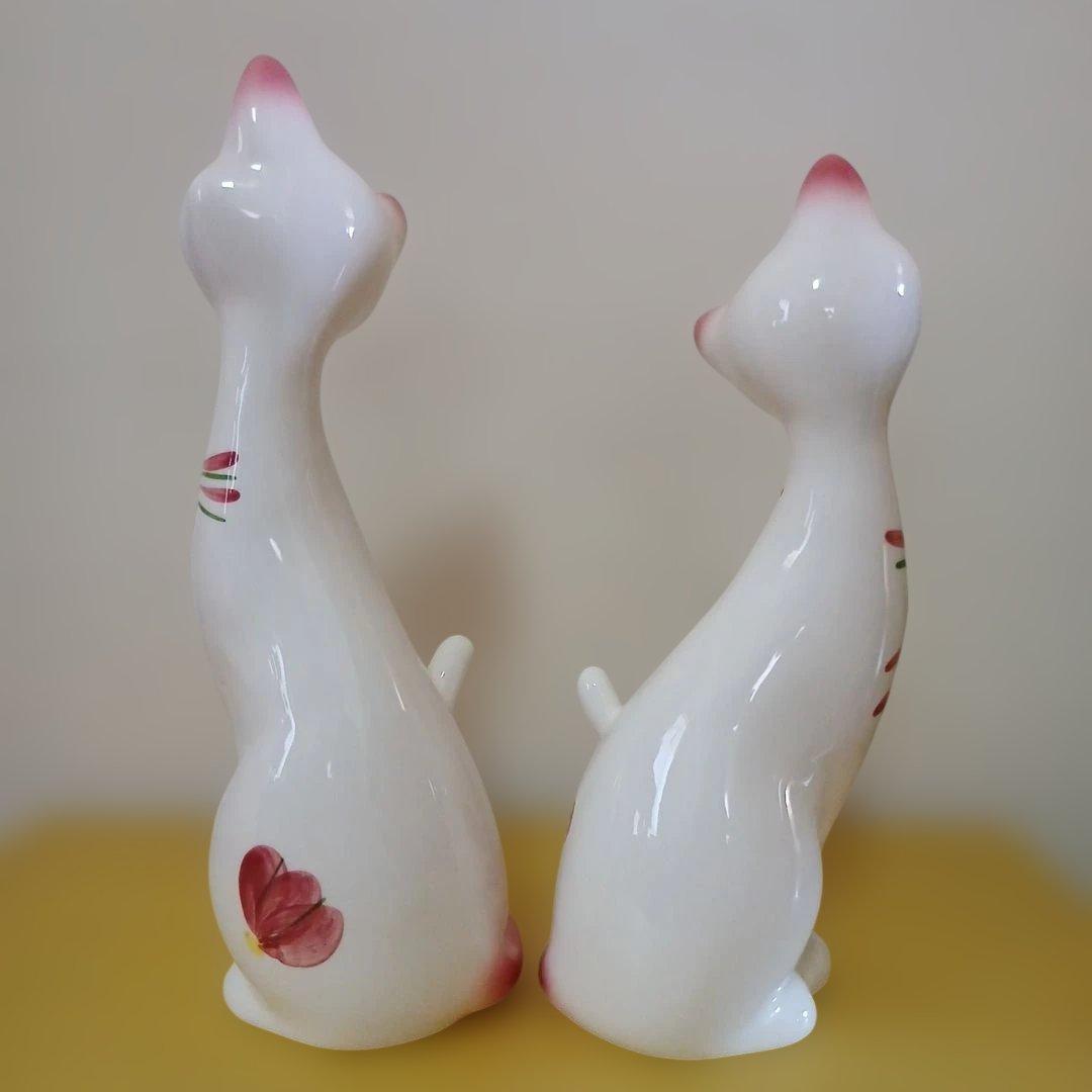 昭和レトロ　ネコ　陶器　置物　ベア　　2点セット品