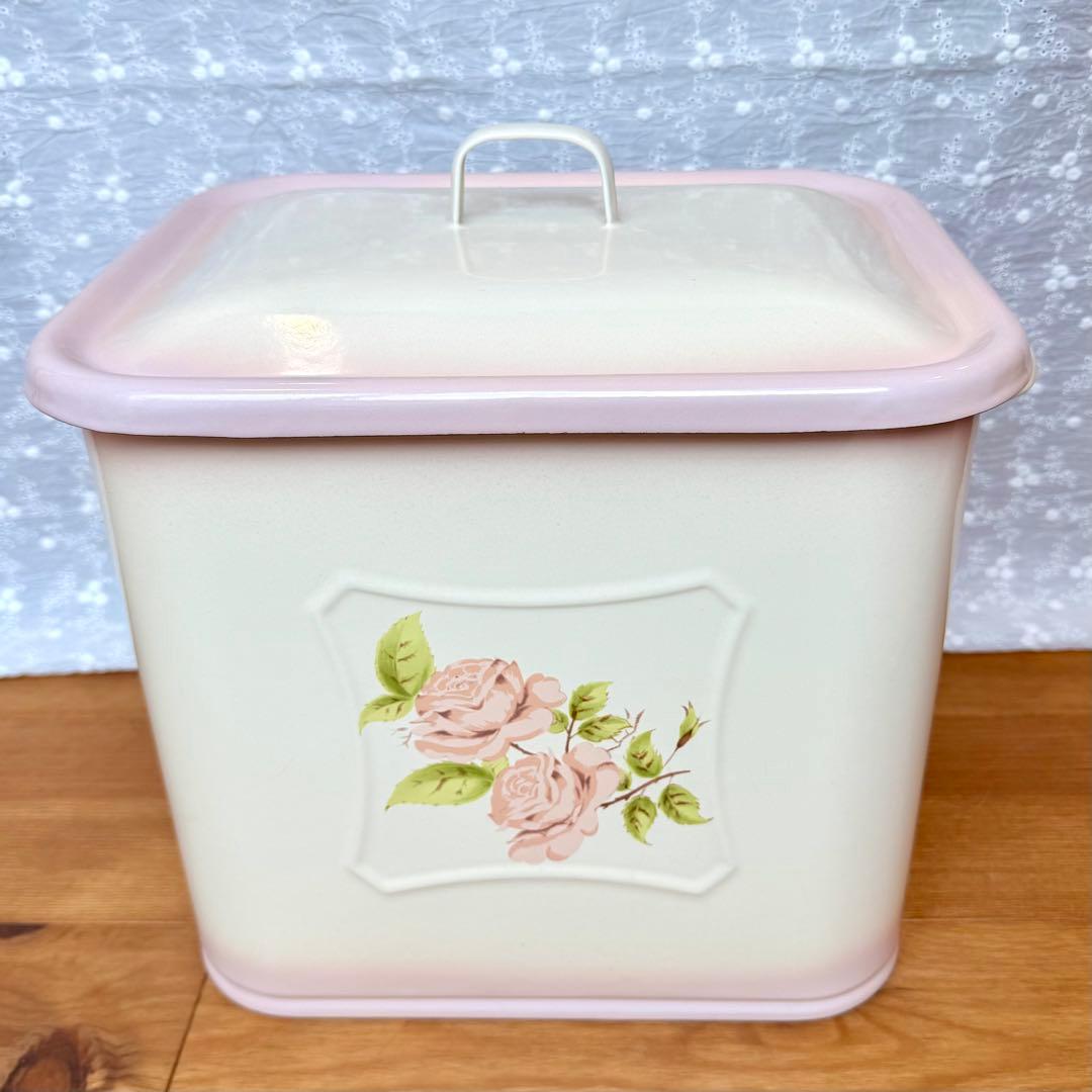 希少レア 旧イマン ダイアナローズボックス缶ホーロー花柄雑貨アンティーク