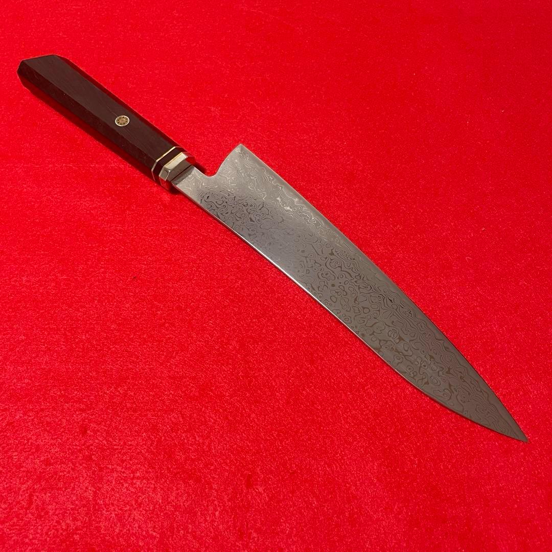 墨流し　VG10 ダマスカス　牛刀　反り