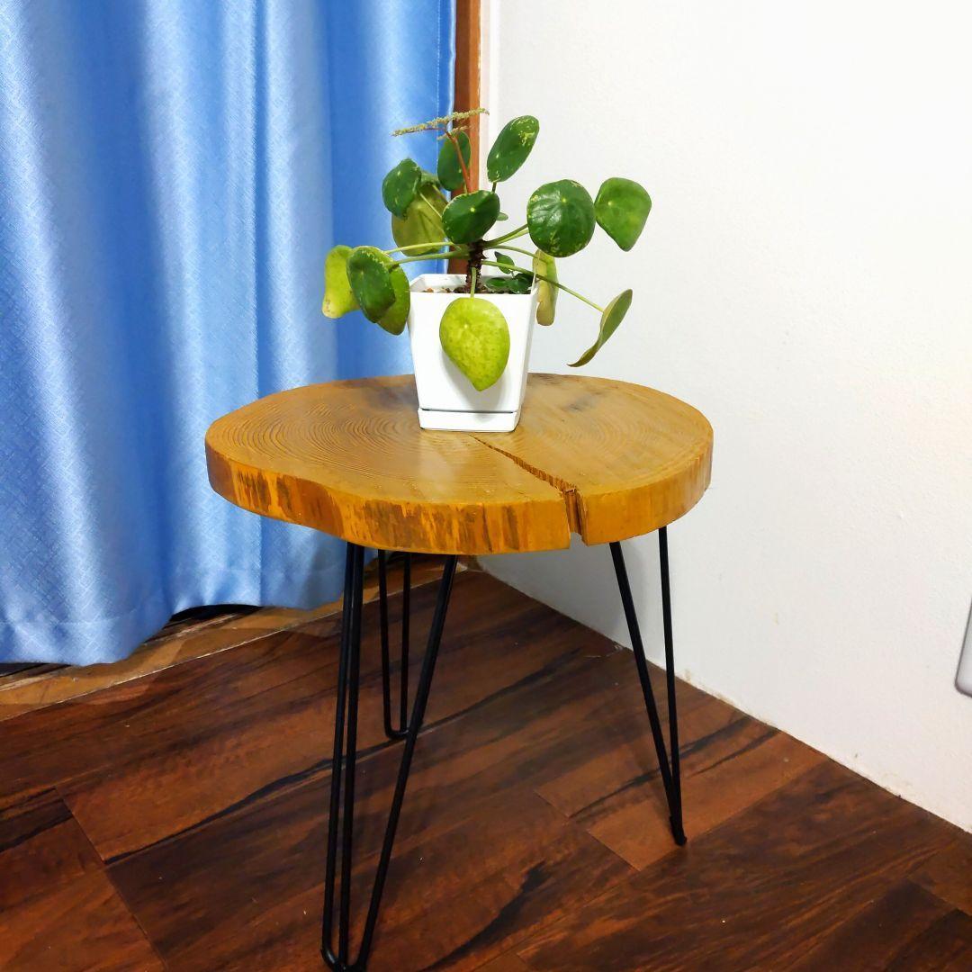 天然木 一枚板 切り株 ローテーブル スツール アイアン ハンドメイド
