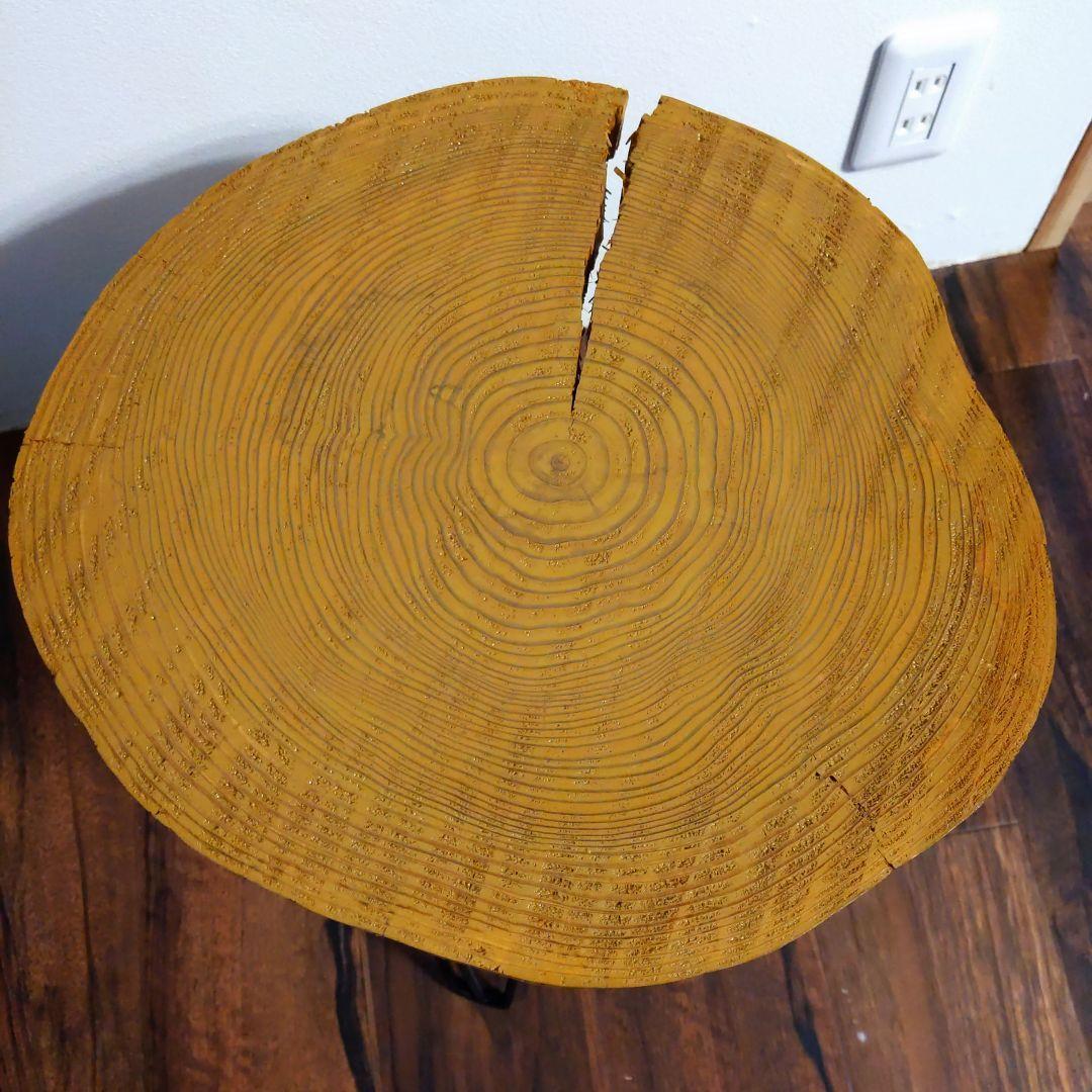 天然木 一枚板 切り株 ローテーブル スツール アイアン ハンドメイド