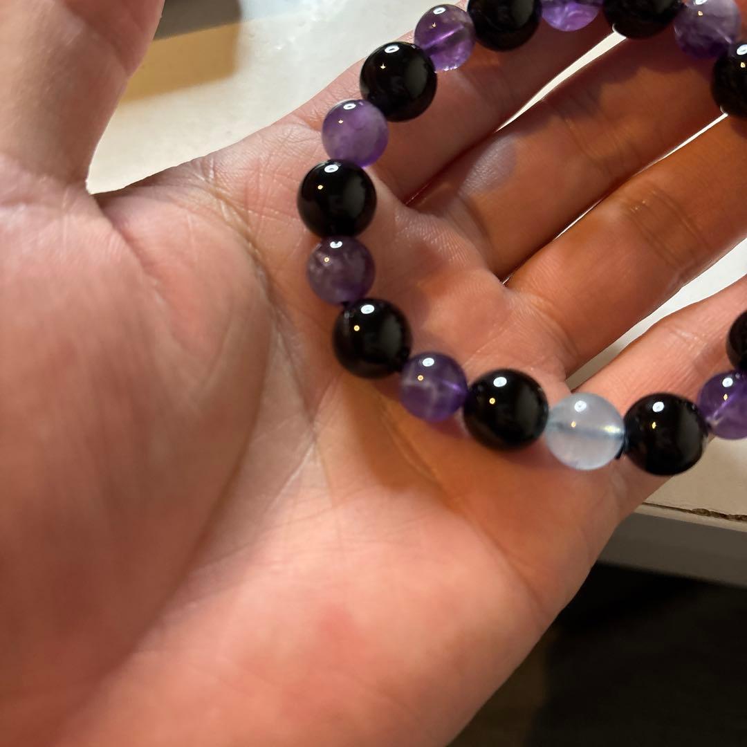 モリオンとアメジストで魔除けが最強化したかも！綺麗！さらにアクアマリンも！