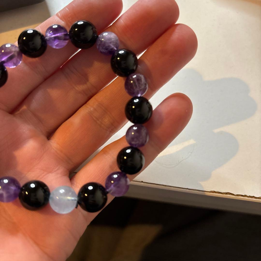 モリオンとアメジストで魔除けが最強化したかも！綺麗！さらにアクアマリンも！