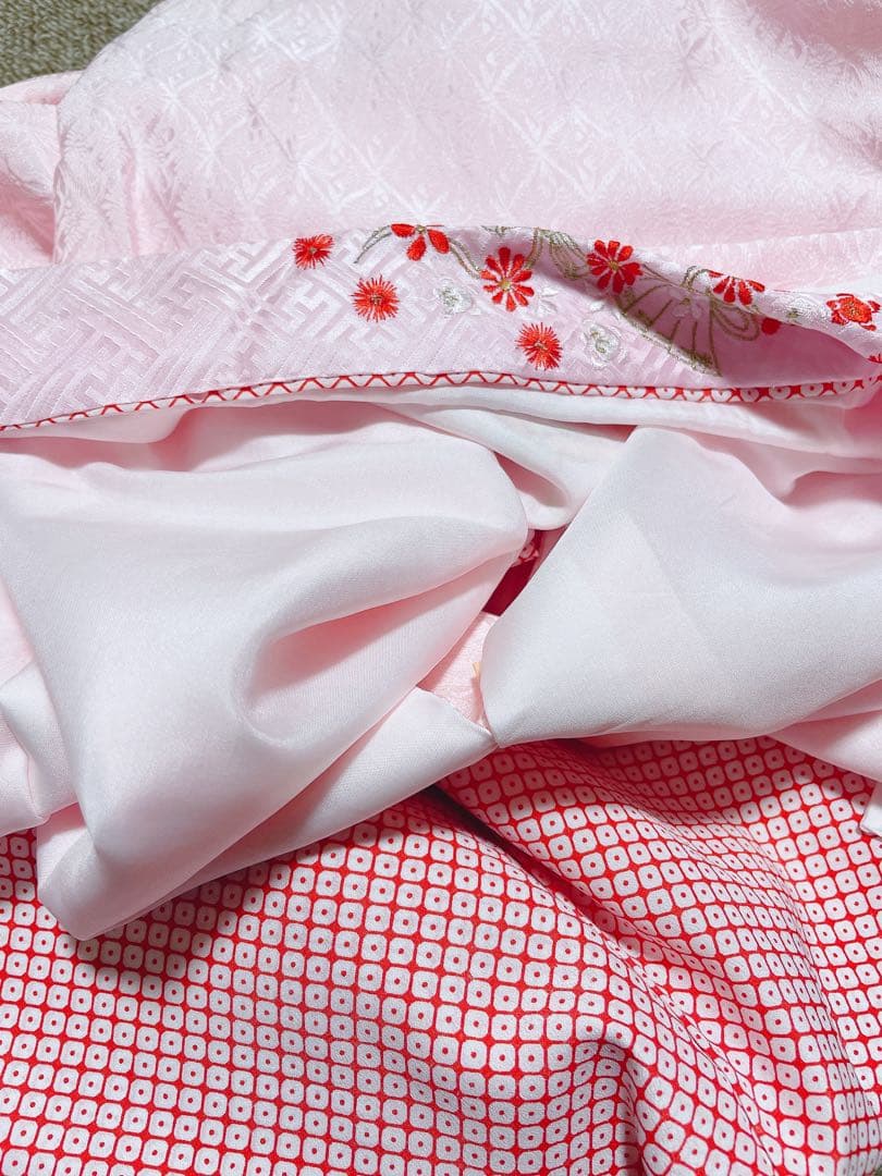 七五三5歳様薄ピンクの正絹鞠紋様