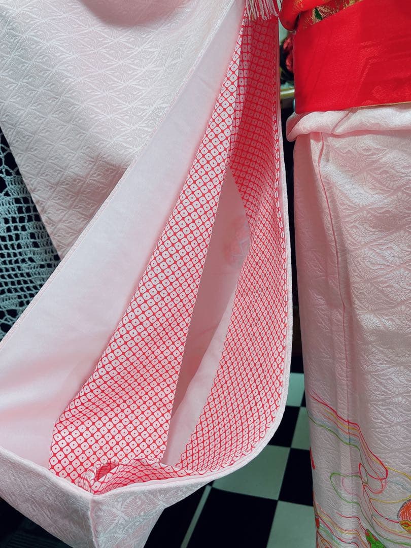 七五三5歳様薄ピンクの正絹鞠紋様