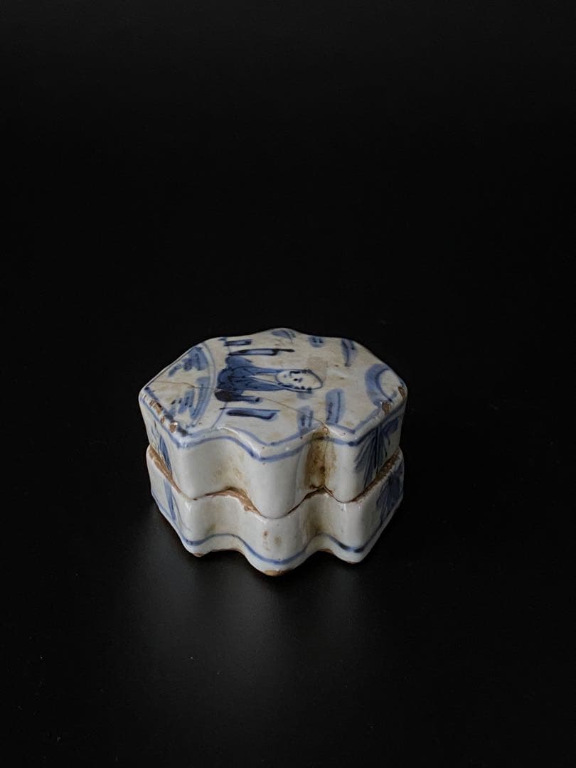 染付 松皮菱香合 型物