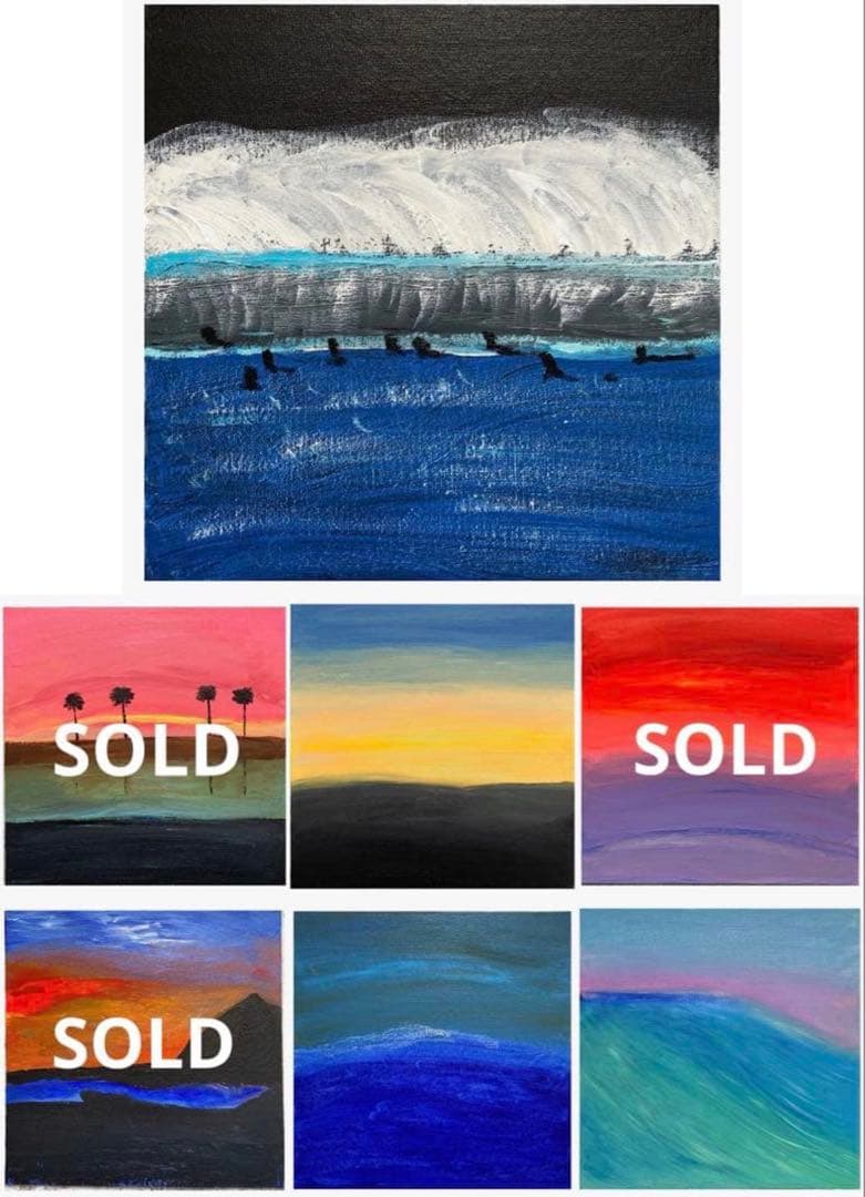 原画/抽象画/モダンアート/サーフアート/アクリル画 NIGHT BREAK 海