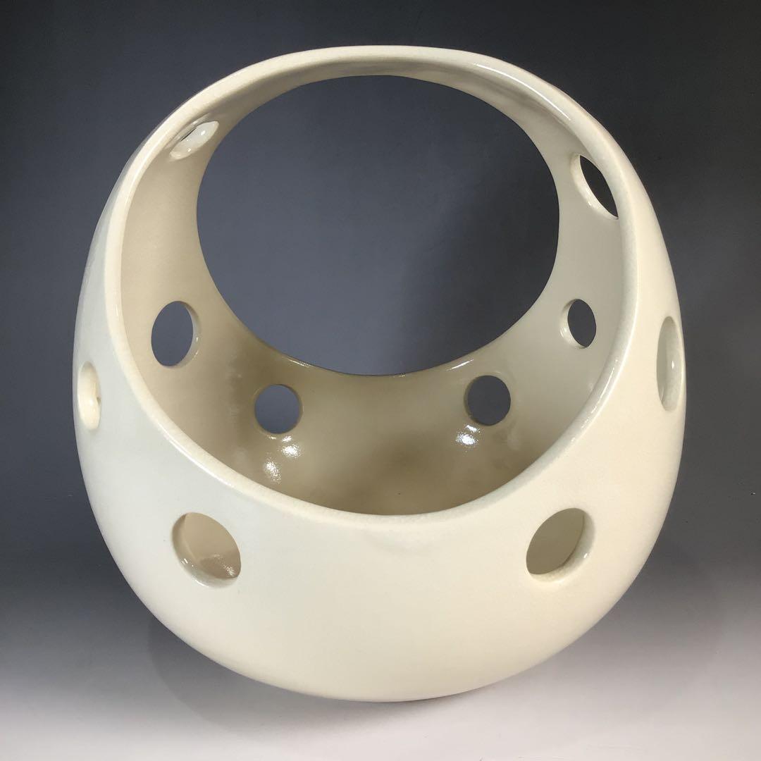 Ｎ８１６　T409 　2点‼️　『　橋本城岳造』『白玉透し文』『菓子鉢』　共箱