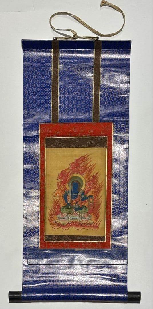 「絹本彩色 阿遮羅明王（不動明王）」瑟瑟坐像」明治頃筆 １幅|仏画 仏教美術