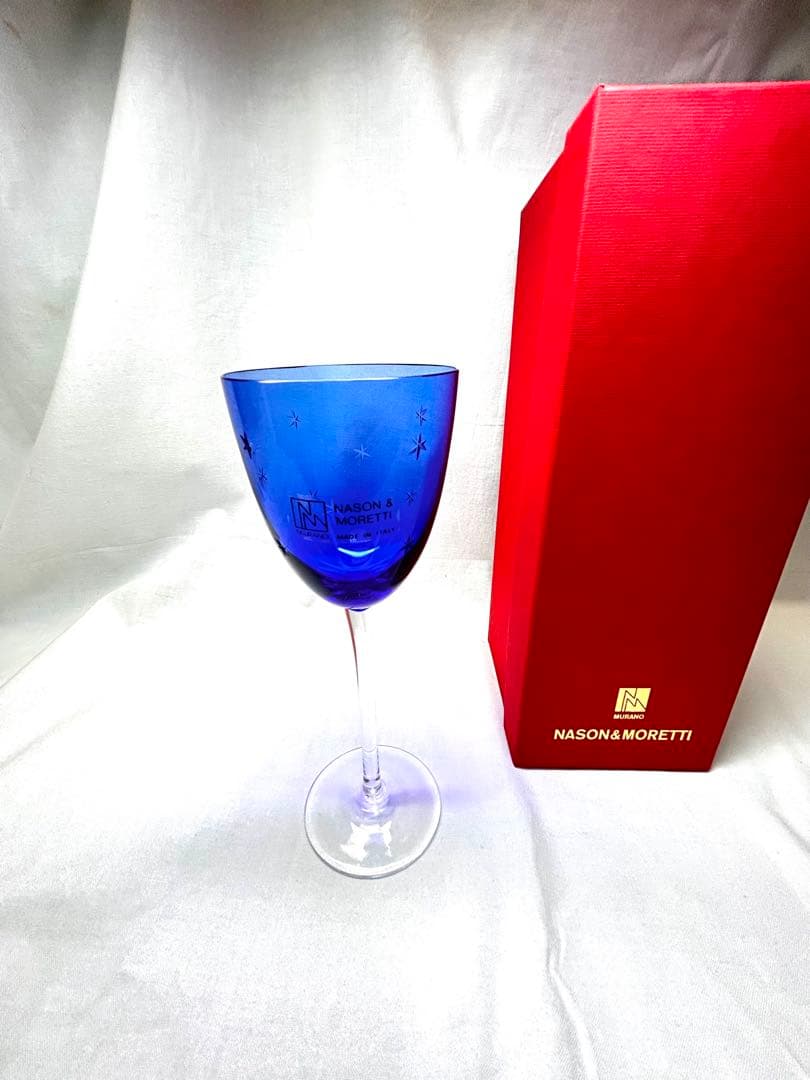 Nason & Moretti 青い星模様のグラス 約19cm