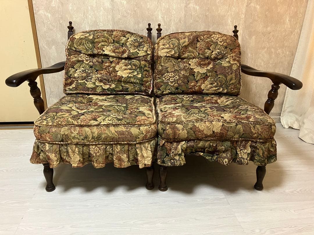 【アンティーク】飛騨産業 キツツキマーク ソファ 2人掛け 1960年代 日本製