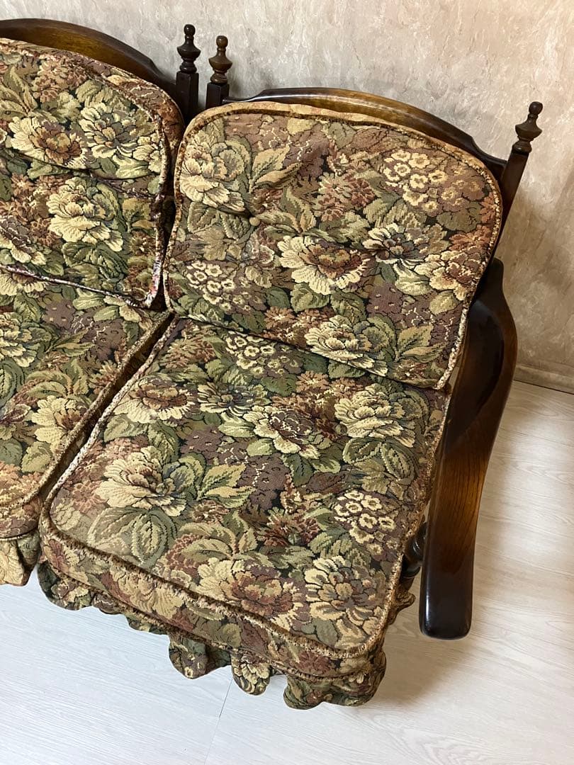 【アンティーク】飛騨産業 キツツキマーク ソファ 2人掛け 1960年代 日本製