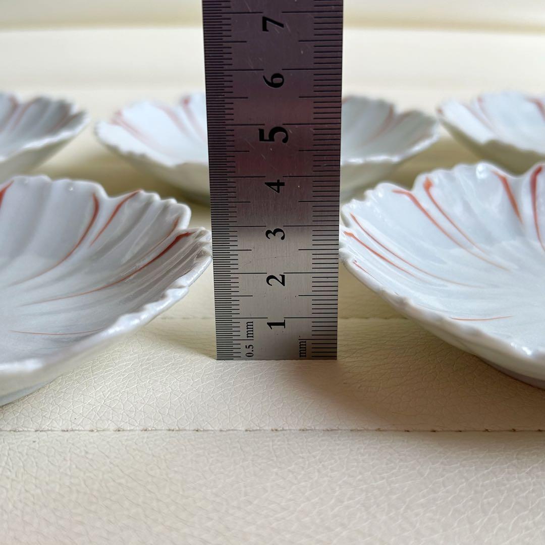 九谷焼　ほたる窯　赤絵コスモス　銘々皿揃　5枚セット　小皿　輪花皿　取り皿　和皿
