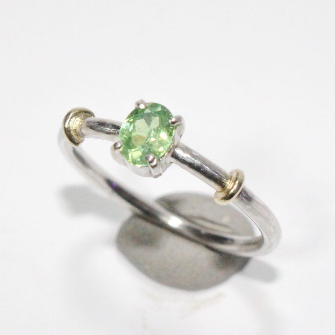 テリ艶⭐︎ナミビア産デマントイドガーネットのK10小ワッカシルバーリング約9号