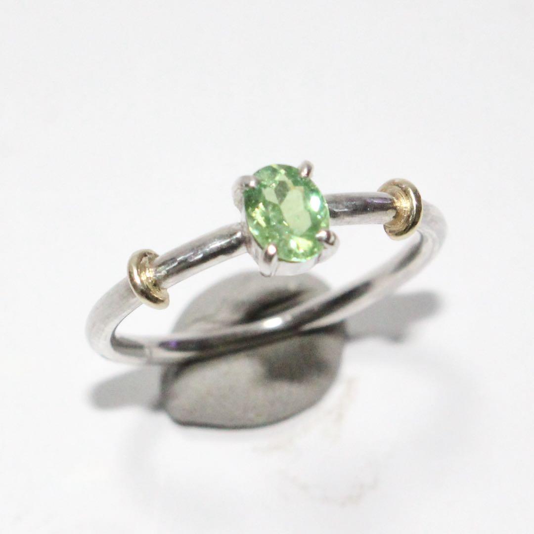 テリ艶⭐︎ナミビア産デマントイドガーネットのK10小ワッカシルバーリング約9号