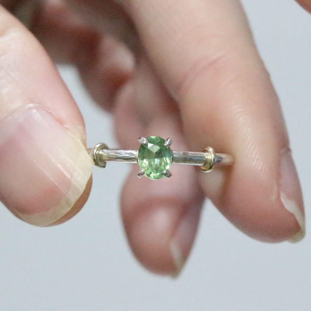 テリ艶⭐︎ナミビア産デマントイドガーネットのK10小ワッカシルバーリング約9号