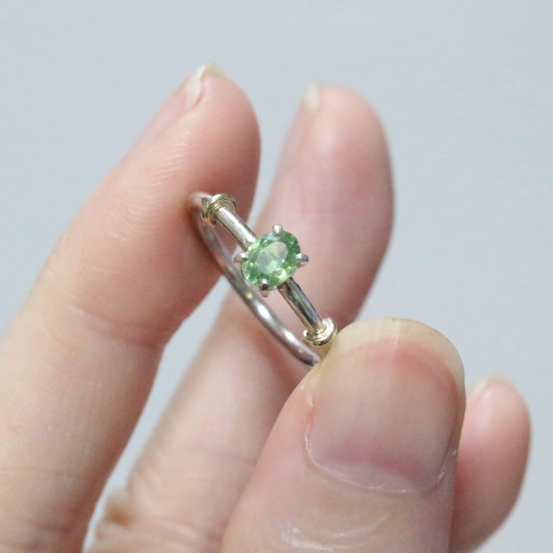 テリ艶⭐︎ナミビア産デマントイドガーネットのK10小ワッカシルバーリング約9号