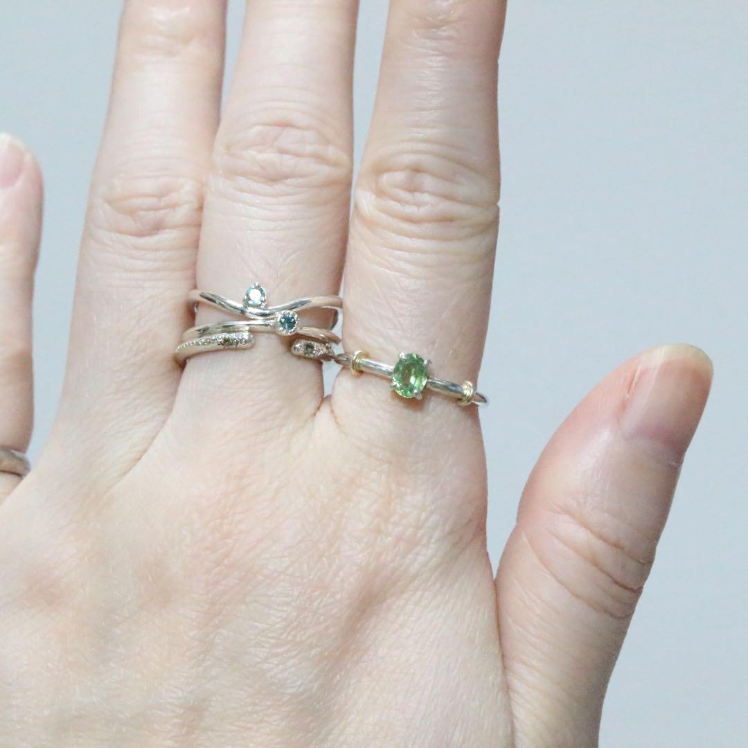 テリ艶⭐︎ナミビア産デマントイドガーネットのK10小ワッカシルバーリング約9号