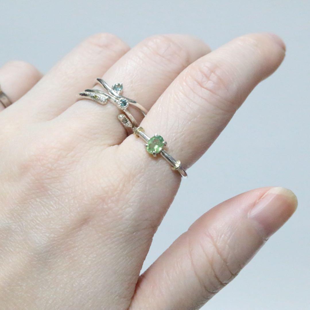 テリ艶⭐︎ナミビア産デマントイドガーネットのK10小ワッカシルバーリング約9号