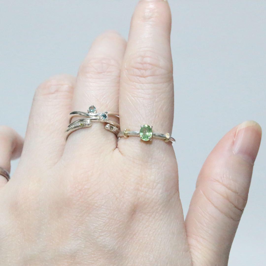 テリ艶⭐︎ナミビア産デマントイドガーネットのK10小ワッカシルバーリング約9号