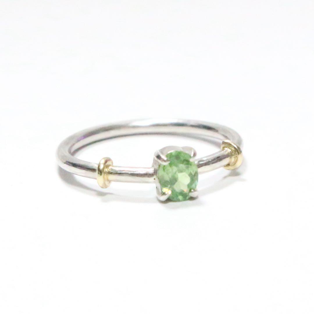 テリ艶⭐︎ナミビア産デマントイドガーネットのK10小ワッカシルバーリング約9号