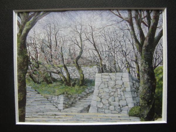 植月正紀【津山・鶴山公園】希少画集画、状態良好、新品高級額装付