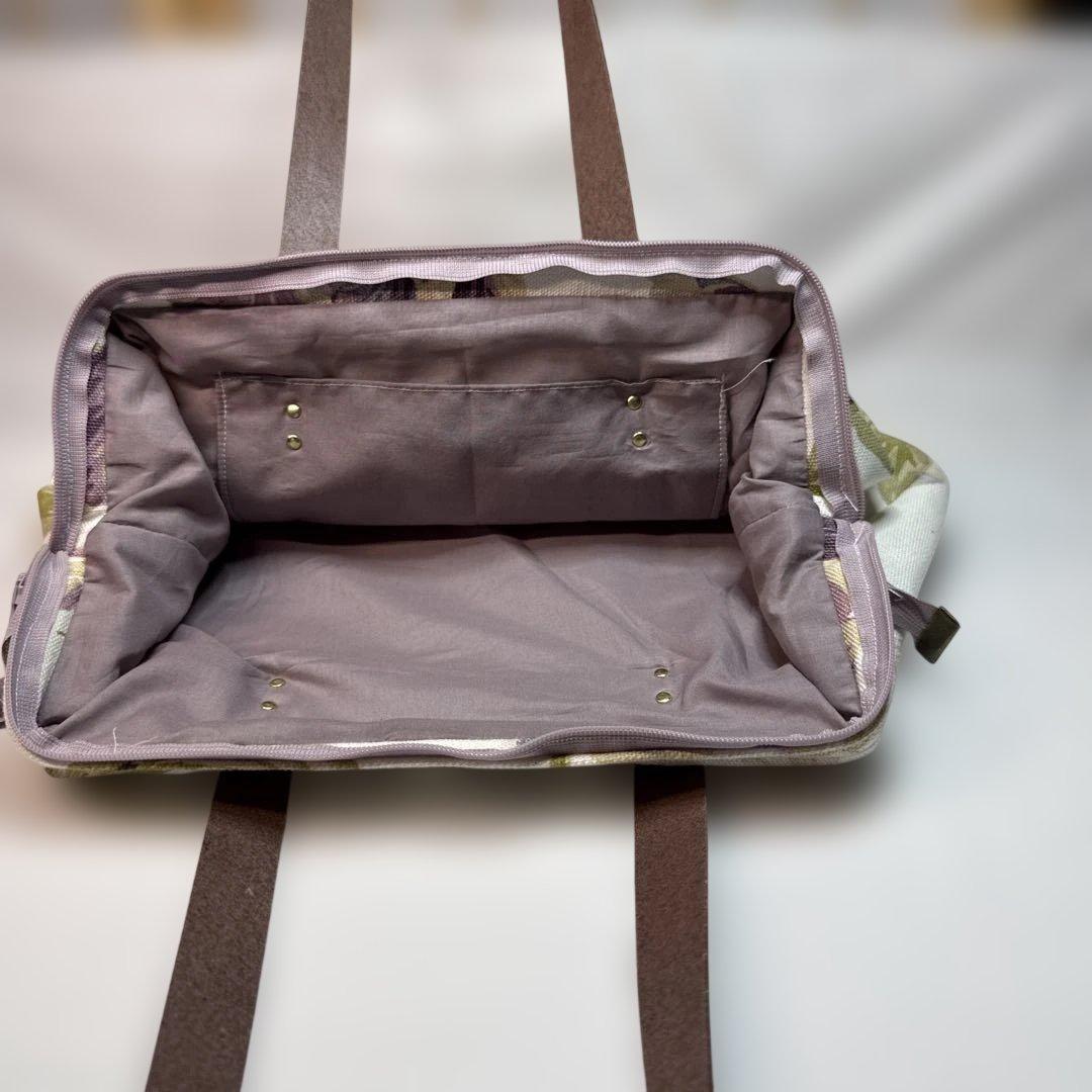 ローラ・アシュレイ生地　ハンドメイド　ワイヤー口金ボストンバッグ