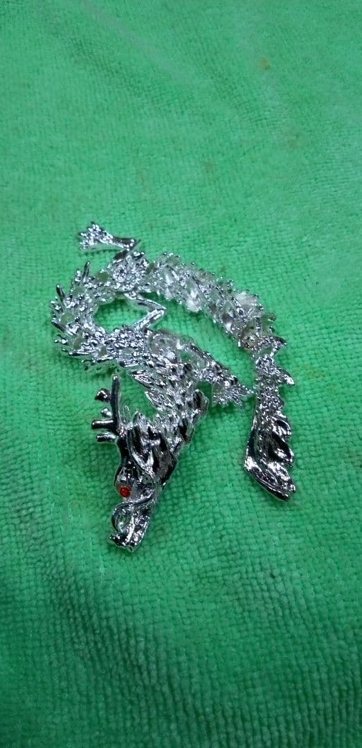 金運、開運、銀龍昇り龍可動式シルバードラゴン（未使用）