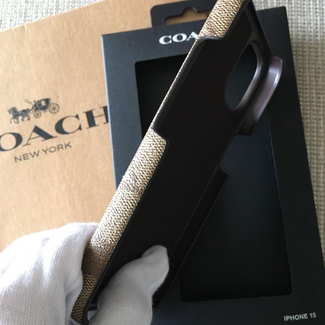 新品　COACH コーチ レザー iPhone 15 ケース スマホケース