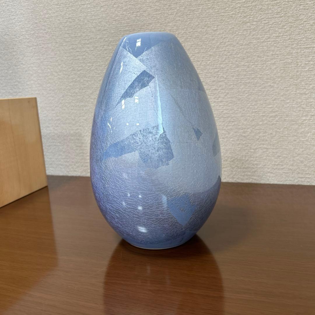 たち吉 青色 陶器 花瓶　未使用
