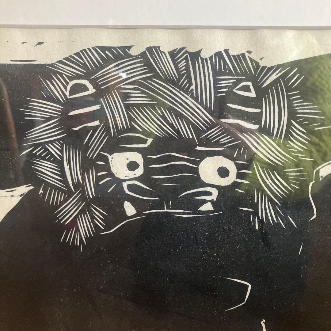 野村たかあき 木版画「好鬼」1986年 限定32/100 直筆サイン 額付