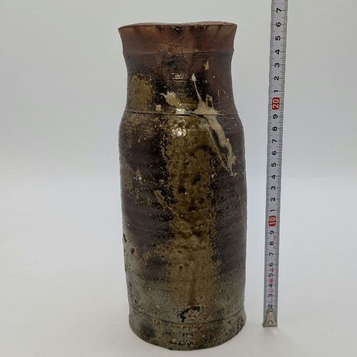 岡山県重要無形文化財 藤原建 備前焼 花入 共箱共布 花器 花瓶 フラワーベース