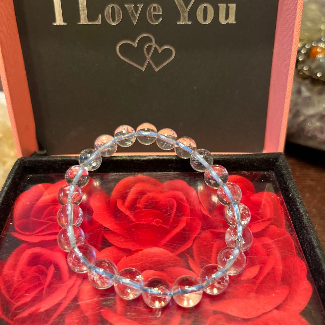 天然石ブレスレット　ヒマラヤ水晶　天然アイリスクォーツ　高品質