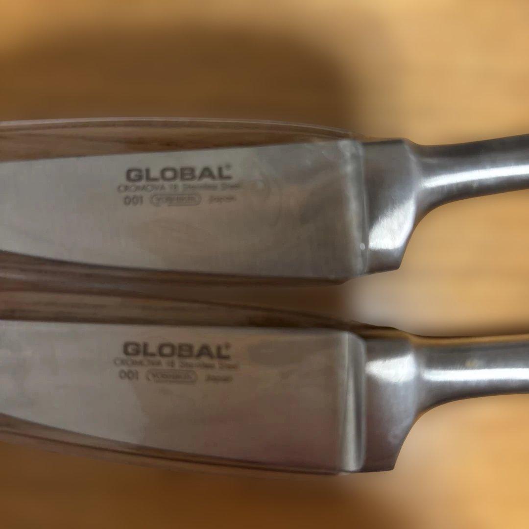 GLOBAL ステーキナイフ＆フォークセット オールステンレス 2組セット