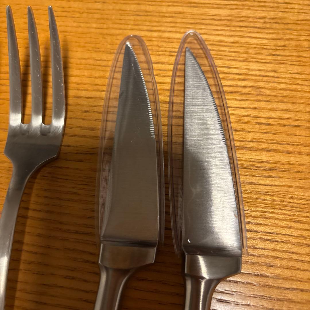 GLOBAL ステーキナイフ＆フォークセット オールステンレス 2組セット