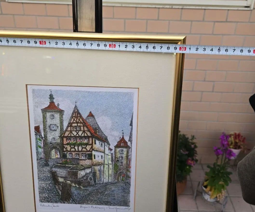 素敵な街並みの版画　 リトグラフ