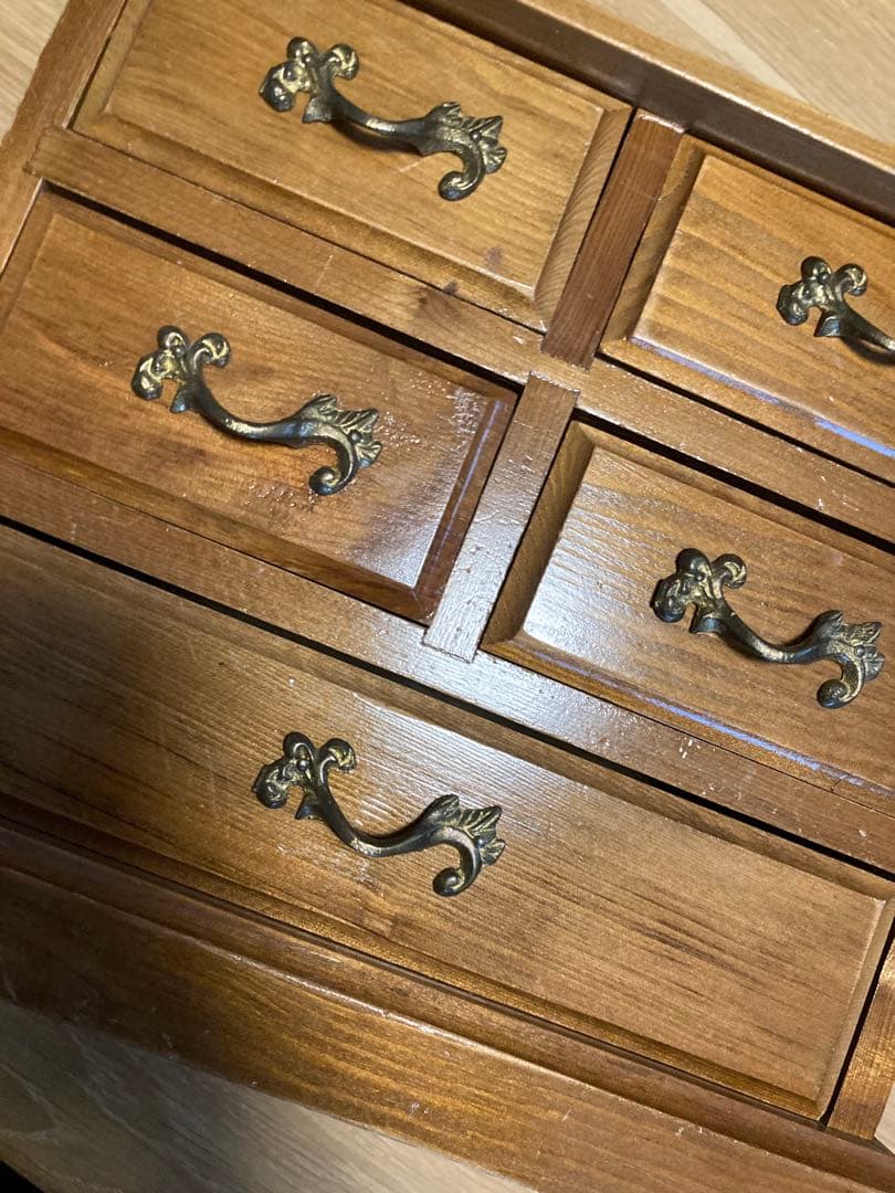 木製小物収納 5引き出し クラシック　真鍮金具