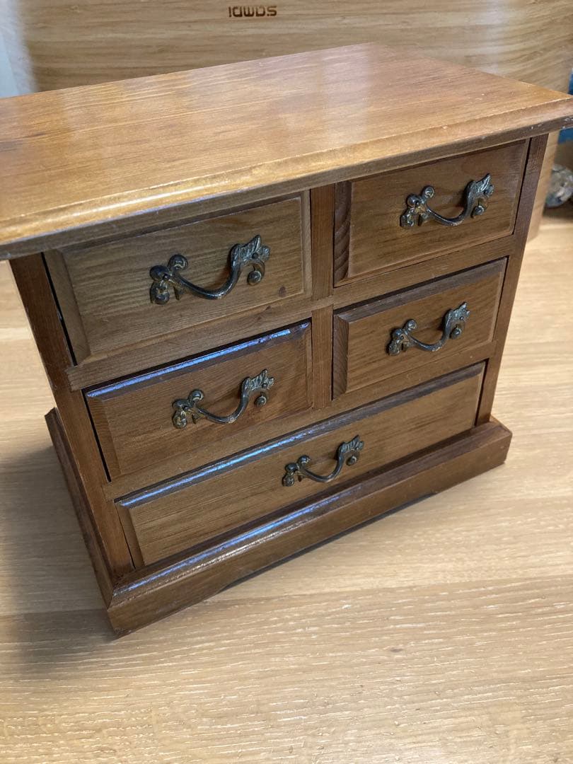 木製小物収納 5引き出し クラシック　真鍮金具