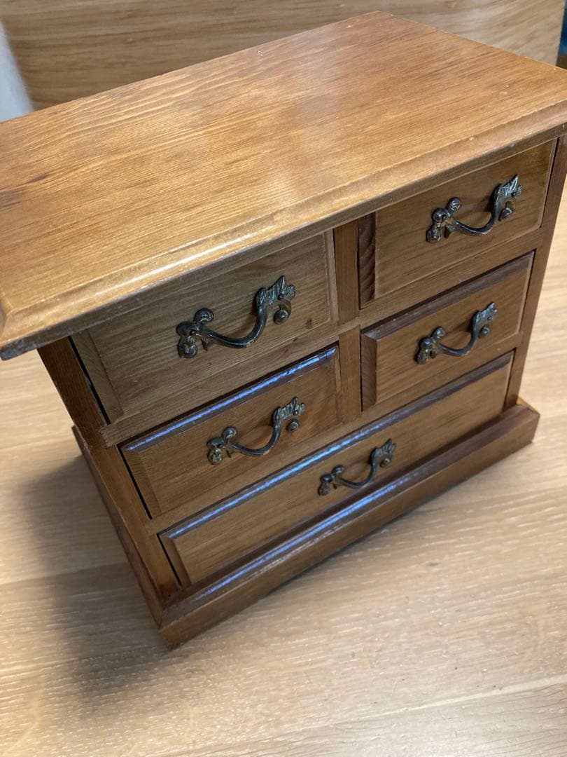 木製小物収納 5引き出し クラシック　真鍮金具